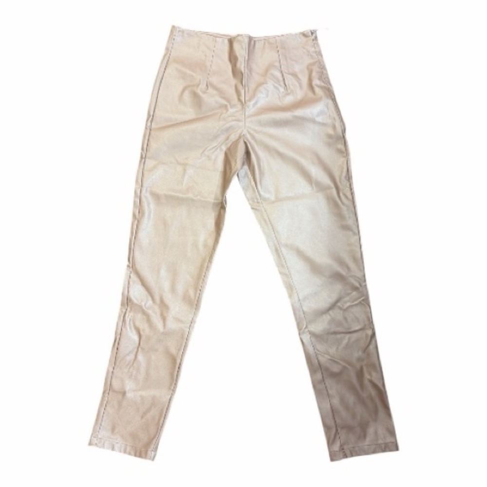 On Twelfth faux leather pants champagne
